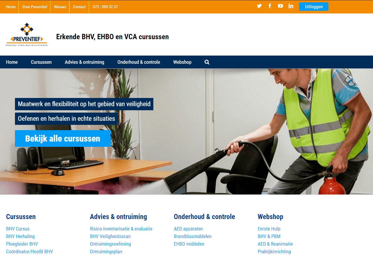 Screenshot Website | Preventief BV