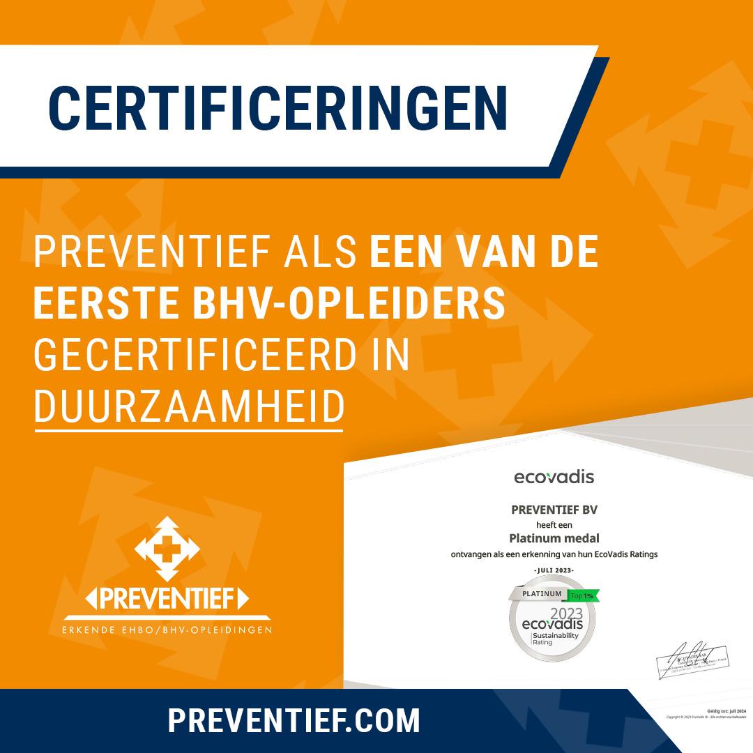 Preventief Gecertificeerd in Duurzaamheid | Preventief BV