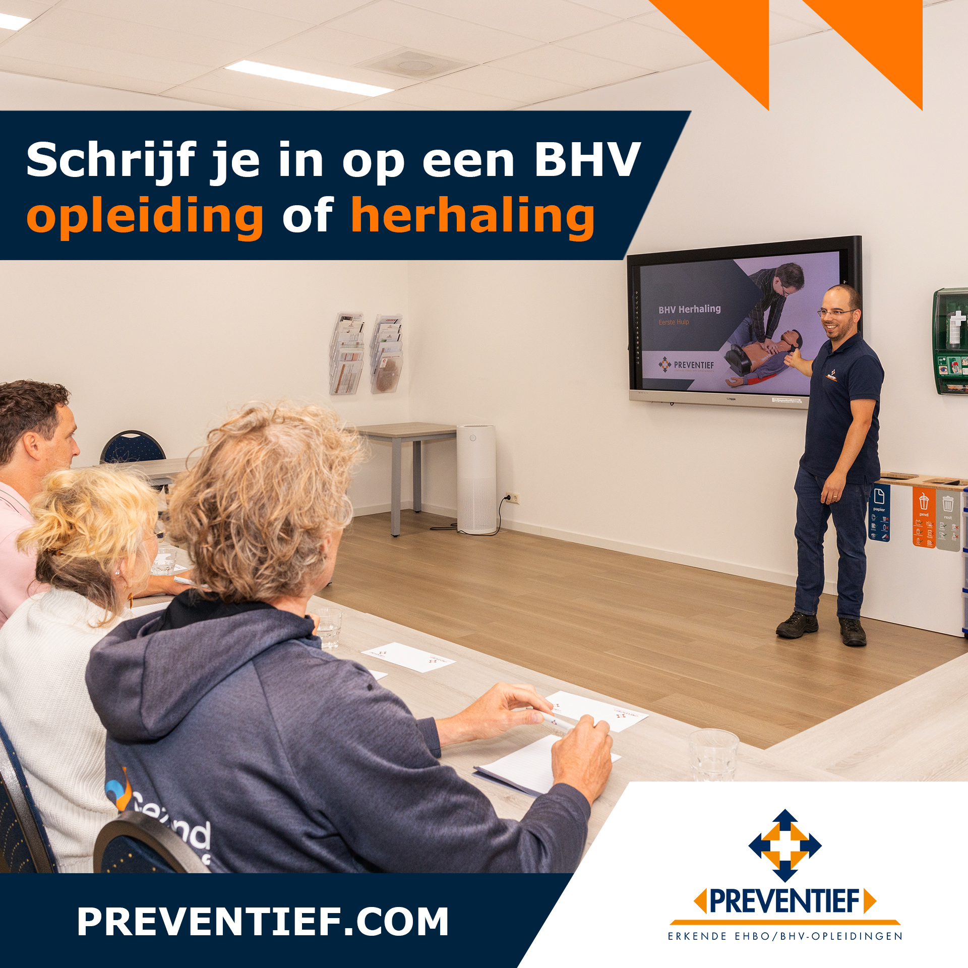 Schrijf je in voor een BHV-training of herhaling