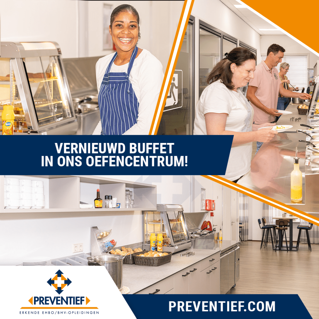 Vernieuwd buffet in ons oefencentrum | Preventief veilighiedstrainingen zoals BHV, EHBO en VCA